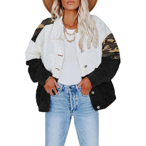 Camouflage Print Colorblock Jacket
